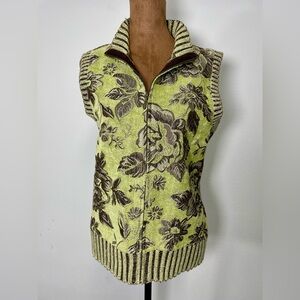 Christopher & Banks Striped Knit Vest - Green and Brown